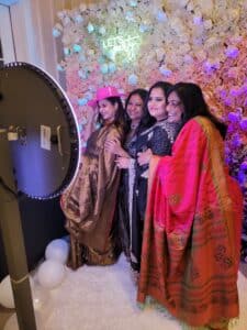 Classic open-air photo booth at an Atlanta wedding reception.